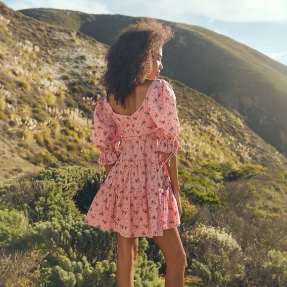 Eddy Dresses & Skirts - NWT Eddy Julia Puff Sleeve Pink Mini Babydoll Dress Floral Coquette Girl XS $318